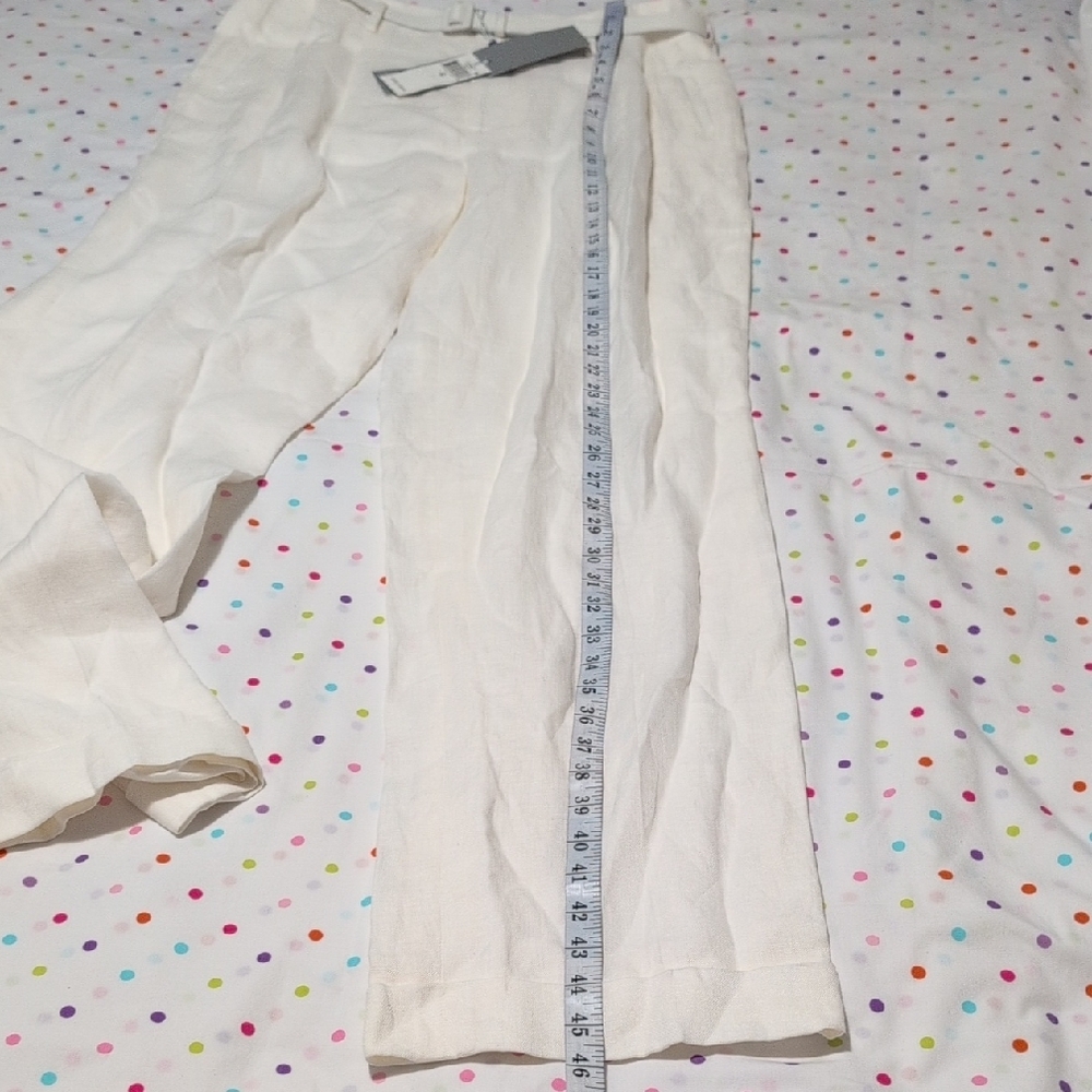 Ralph Lauren White Wide Leg Pants with Tie Waist - Picture 7 of 12